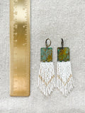 SOLD - Copper and Glass Bead Fringe Earrings