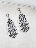 AYA | Black and White Woven Brick Stitch Beaded Earrings