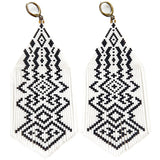 AYA | Black and White Woven Brick Stitch Beaded Earrings