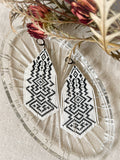 AYA | Black and White Woven Brick Stitch Beaded Earrings