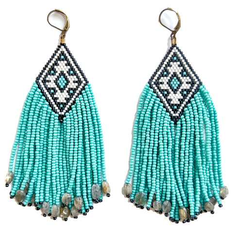 PALENQUE | Earrings with Labradorite Gemstone Beads