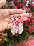 Beaded earrings with a cherry blossom sakura tree