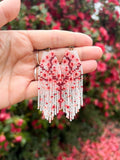 Beaded earrings with a cherry blossom sakura tree